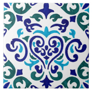 Padrão de azulejo azul e branco do marinho