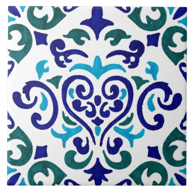 Padrão de azulejo azul e branco do marinho (Frente)
