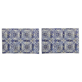 Padrão de Azulejo Branco Geométrico Azul Vintage