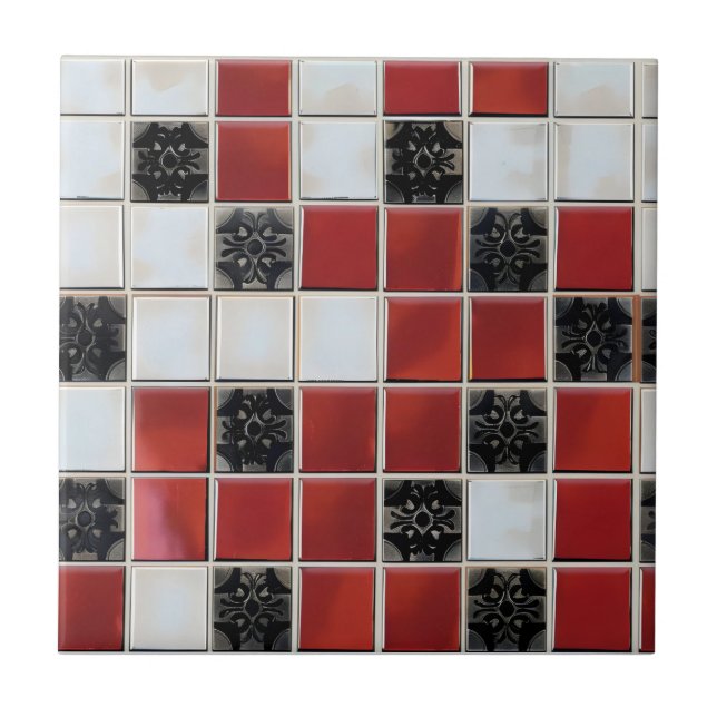 Padrão de Azulejo branco vermelho pequeno (Frente)