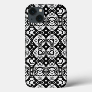 Padrão de Azulejo da Mesquita Árabe Preto e Branco