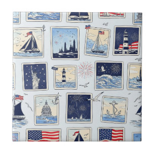 Padrão de Azulejo de Corte de Papel Patriótico em 