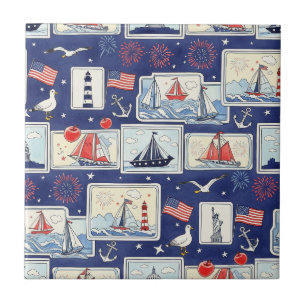 Padrão de Azulejo de Corte de Papel Patriótico em