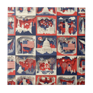 Padrão de Azulejo de Corte de Papel Patriótico em