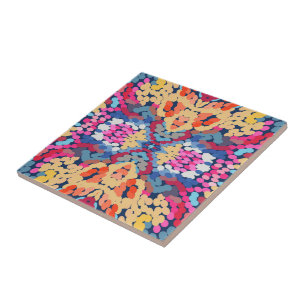 Padrão de Azulejo de Flores Listradas de Plumeria