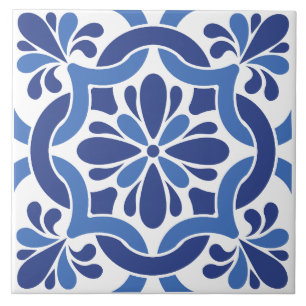 Padrão de Azulejo do Mediterrâneo azul e branco