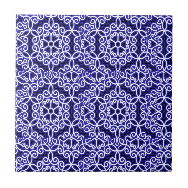 Padrão de Azulejo Espanhol Azul e Branco (Frente)