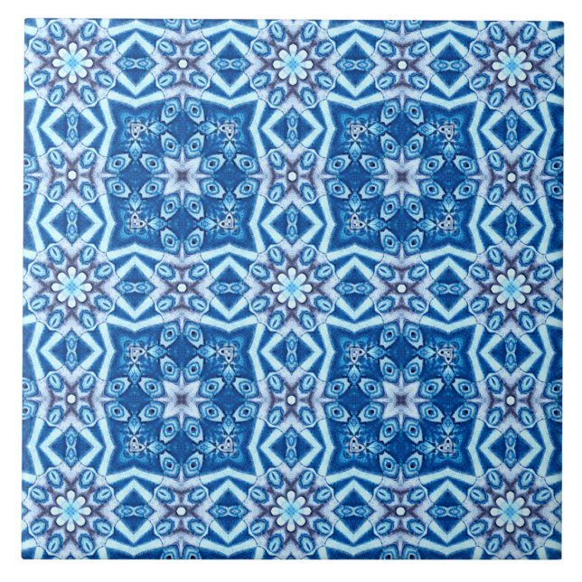 Padrão de azulejo floral azul de neve (Frente)