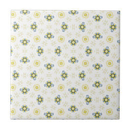 Padrão de Azulejo Floral com Aquarela Suave