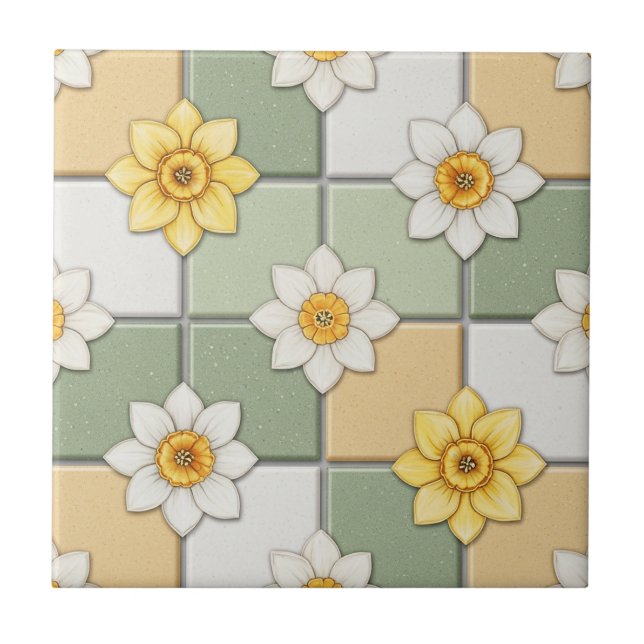 Padrão de Azulejo Floral de Narciso (Frente)