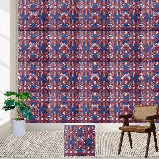 Padrão de Azulejo Floral Escandinavo Vibrante