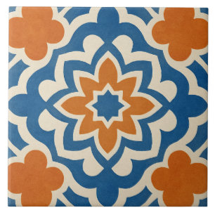 Padrão de Azulejo Floral Geométrico Marroquino Mod