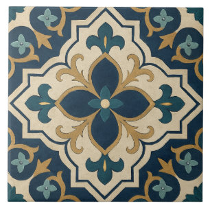 Padrão de Azulejo Floral Islâmico - Estrela de Cór