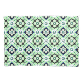Padrão de Azulejo Floral Luxuoso Com Contas Azuis 