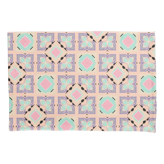 Padrão de Azulejo Geométrico Pastel | Rosa Roxo Mi (Frente)