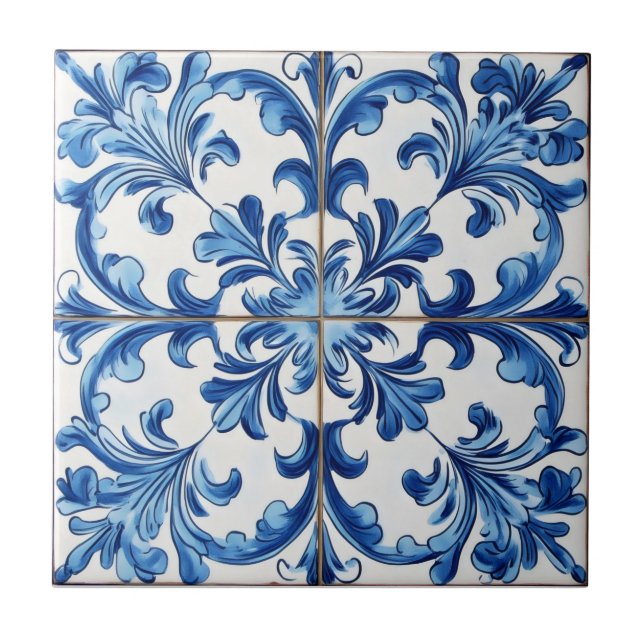 Padrão de Azulejo Italiano Azul Branco (Frente)