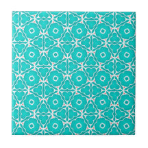 Padrão de Azulejo Marroquino Floral Turquesa