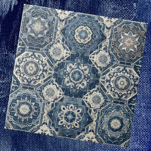 Padrão de Azulejo Marroquino Mediterrâneo Azul e B