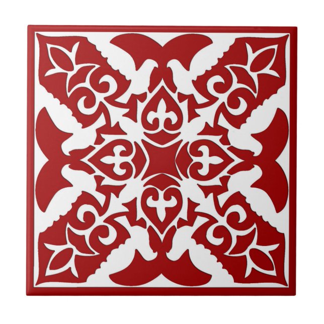 Padrão de Azulejo marroquino, vermelho profundo e  (Frente)