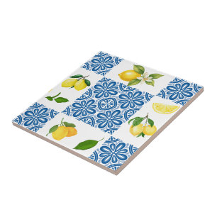 Padrão de Azulejo País Francês Mediterrâneo Limão