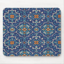 Padrão de Azulejo Persa Mouse Pad – Geométrico Azu