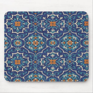 Padrão de Azulejo Persa Mouse Pad – Geométrico Azu