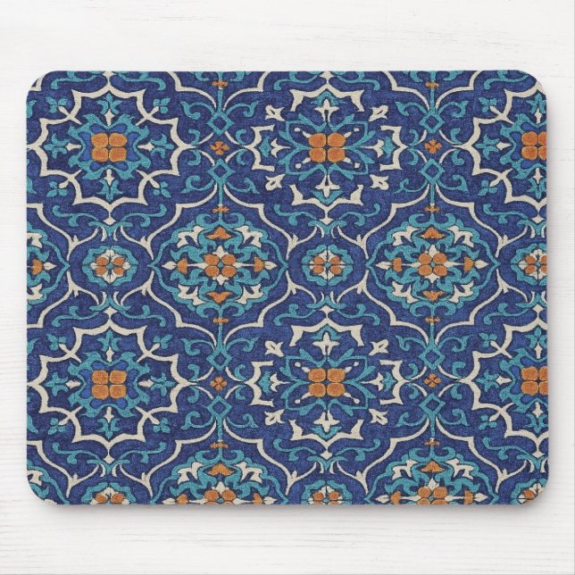 Padrão de Azulejo Persa Mouse Pad – Geométrico Azu (Frente)