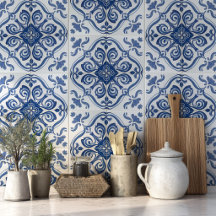 Padrão de Azulejo Português Mediterrâneo Azul