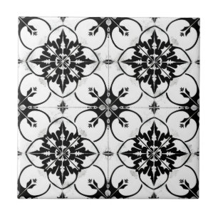 Padrão de Azulejo preto e branco