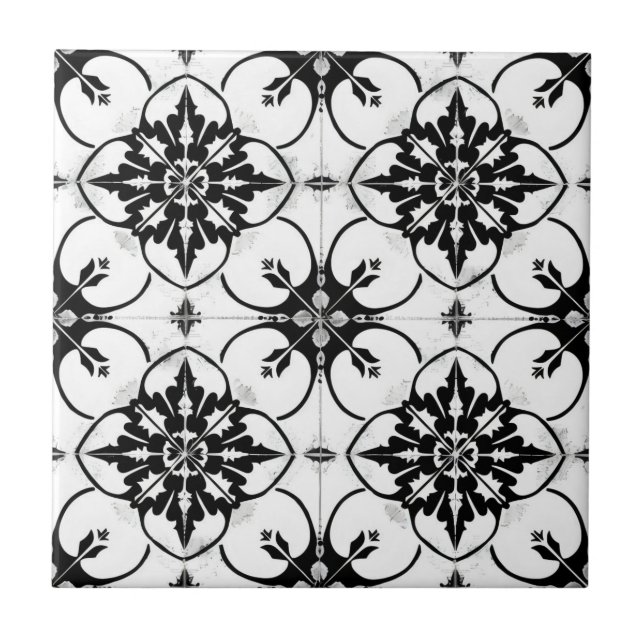 Padrão de Azulejo preto e branco (Frente)