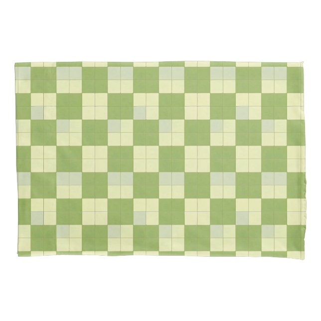 Padrão de Azulejo Verificado Verde e Creme (Frente)