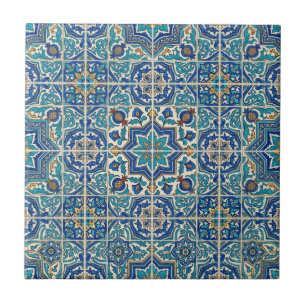Padrão de Azulejo Vintage Marroquino Azul