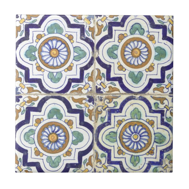 Padrão de Azulejos Ornamentais Botânicas Vintage (Frente)