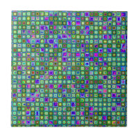 Padrão de azulejos retrô funky verde, azul e roxo