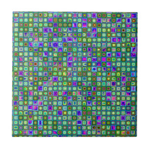 Padrão de azulejos retrô funky verde, azul e roxo
