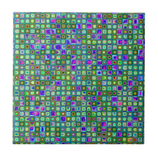 Padrão de azulejos retrô funky verde, azul e roxo