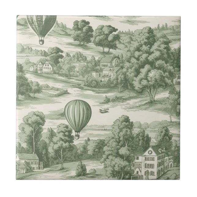Padrão de Balão Toile Verde Romântico do Campo (Frente)