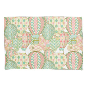 Padrão de Balões de Ar Quente e Rosa Pastel