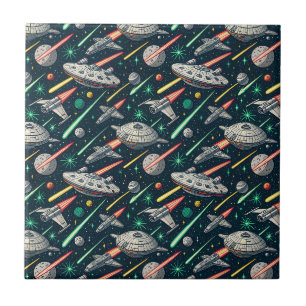 Padrão de Batalha Espacial de Naves Espaciais Retr