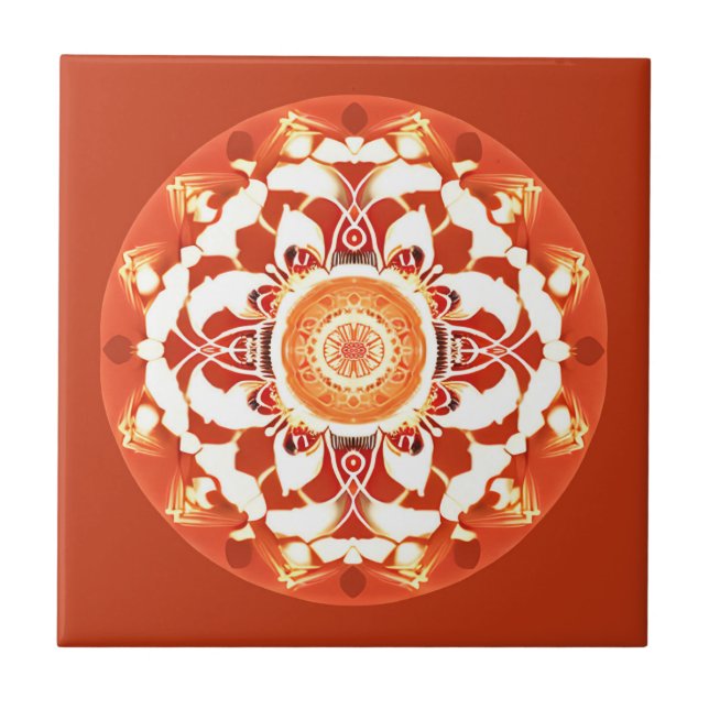 Padrão de Batik Mandala em Vermelho Ruivo (Frente)
