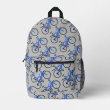 Padrão de Bicicleta Azul - Mochila Impressa