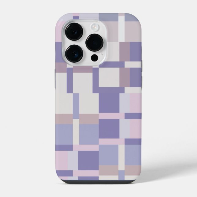 Padrão de Bloco de Cor Geométrica - Roxo e Latte (Verso)
