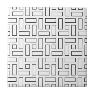 Padrão de Bloco Linear Preto e Branco - Branco