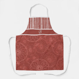 Padrão de Boho Vermelho Monograma e Stripes Branca