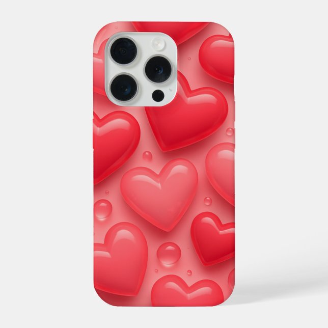 Padrão de Bolhas com Corações Rosa e Vermelho (Verso)
