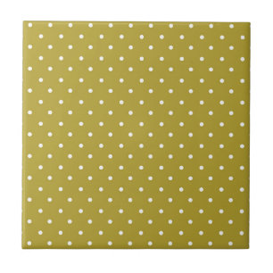 Padrão de bolinhas brancas amarelo mostarda