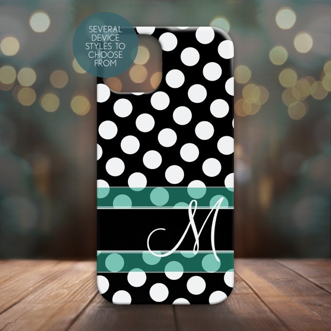 Padrão de bolinhas com Monograma (Personalized Phone Case - Many Device Styles to Choose From)