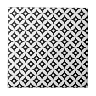 Padrão de Bolinhas em Círculo Branco e Preto Mod