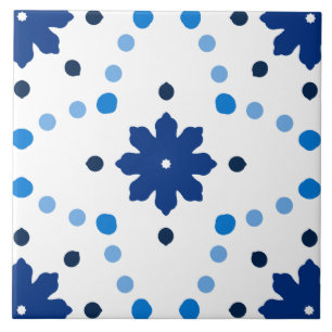 Padrão de Bolinhas Florais Azul e Branco