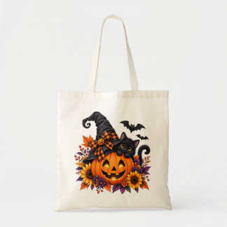 Padrão de Bolsa Tote Gato Preto de Halloween | Spo